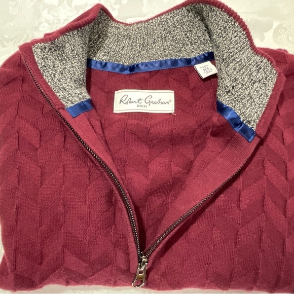 Robert Graham Other - Robert Graham Pullover Men’s Size XL 1/4 Zip Burgundy Sweater Classic Fit